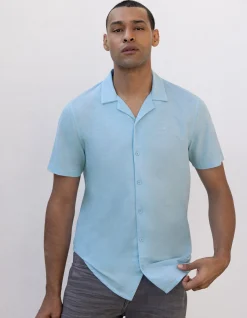 Shoeby Pique Shirt Lichtblauw<Heren Overhemden