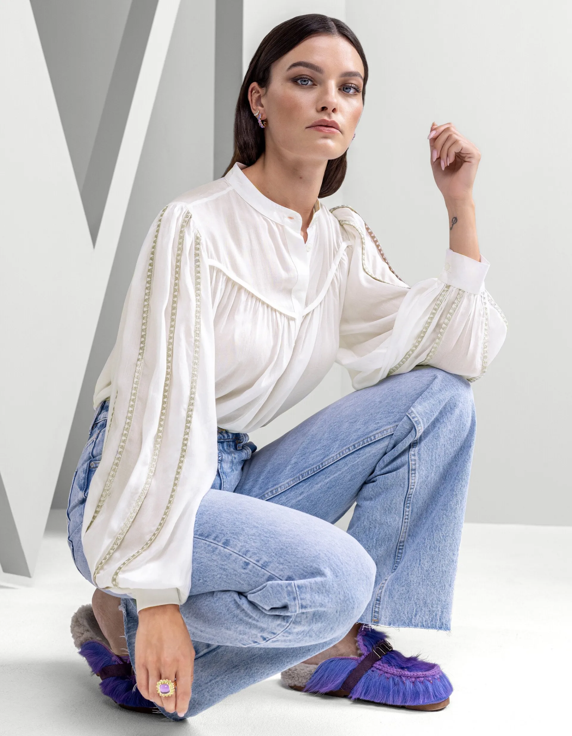 Shoeby Pleated Blouse Gebroken Wit By Mieke<DAMES Blouses