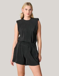 Shoeby Plissé Top Zwart<DAMES Tops