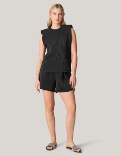 Shoeby Plissé Top Zwart<DAMES Tops