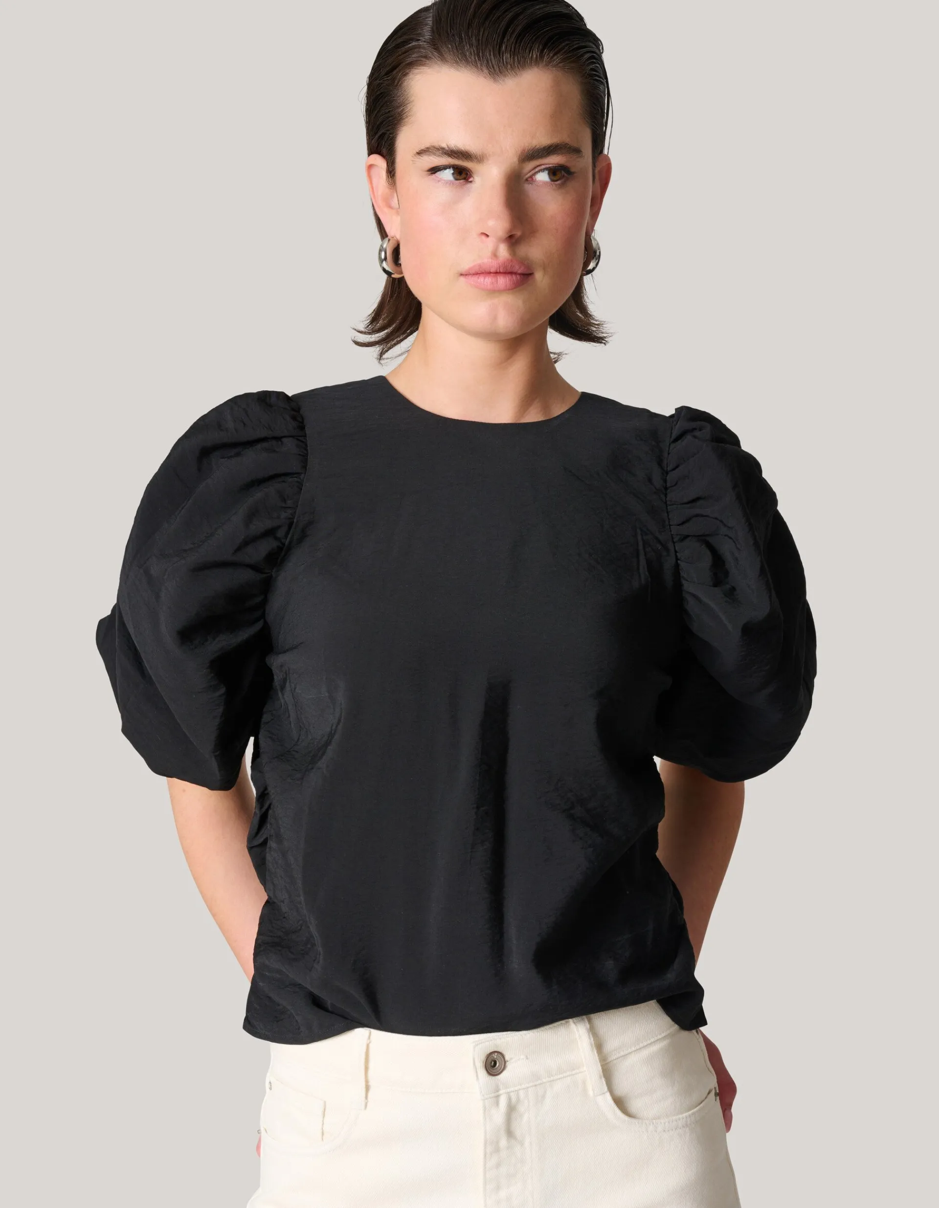 Shoeby Pofmouwen Top Zwart<DAMES Tops