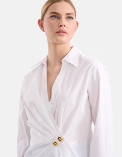 Shoeby Poplin Overslag Blouse Wit<DAMES Blouses