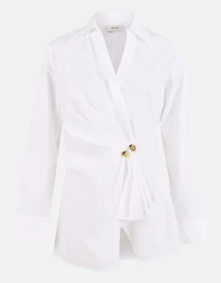 Shoeby Poplin Overslag Blouse Wit<DAMES Blouses