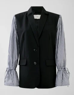 Shoeby Poplin Sleeve Blazer Zwart<DAMES Blazers
