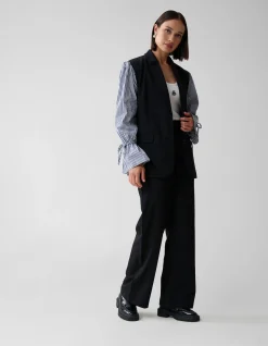 Shoeby Poplin Sleeve Blazer Zwart<DAMES Blazers