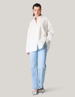 Shoeby Poplin Strass Blouse Wit<DAMES Blouses