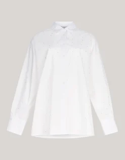 Shoeby Poplin Strass Blouse Wit<DAMES Blouses