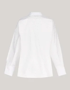 Shoeby Poplin Strass Blouse Wit<DAMES Blouses