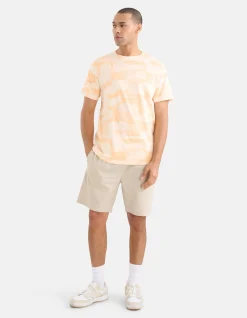 Shoeby Printed Camo T-shirt Oranje<Heren T-Shirts En Polo's