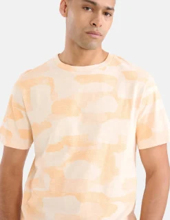 Shoeby Printed Camo T-shirt Oranje<Heren T-Shirts En Polo's