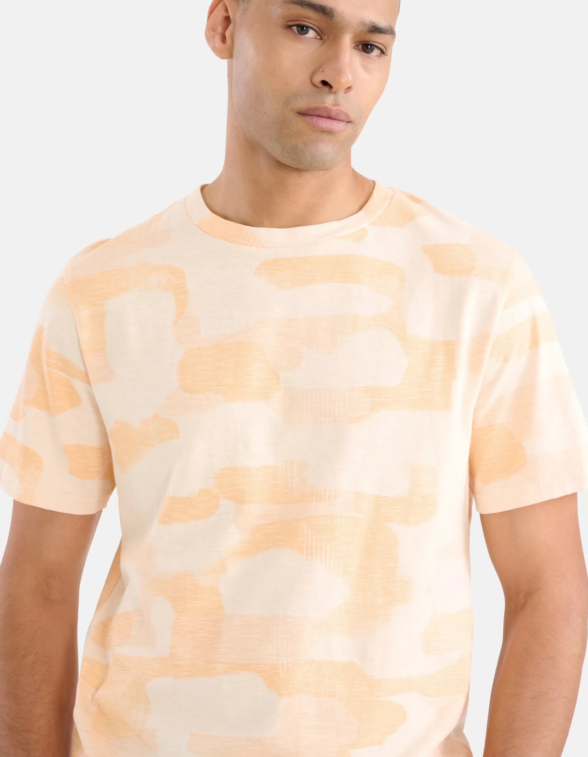 Shoeby Printed Camo T-shirt Oranje<Heren T-Shirts En Polo's