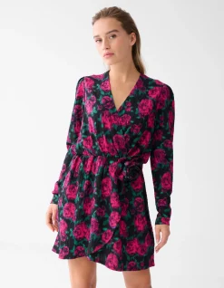Shoeby Printed Crinkle Jurk Zwart<DAMES Jurken