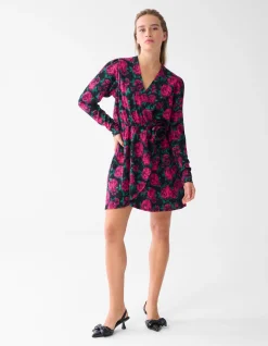 Shoeby Printed Crinkle Jurk Zwart<DAMES Jurken