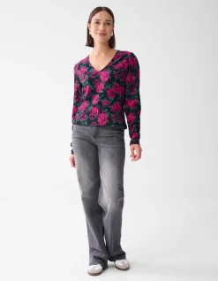 Shoeby Printed Crinkle Top Zwart<DAMES Tops