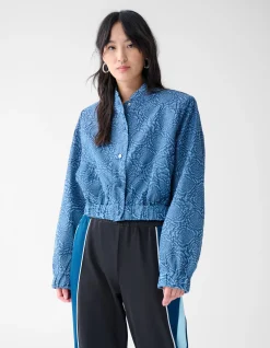 Shoeby Printed Denim Bomber Donkerblauw<DAMES Jacks