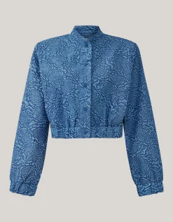 Shoeby Printed Denim Bomber Donkerblauw<DAMES Jacks