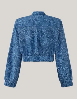 Shoeby Printed Denim Bomber Donkerblauw<DAMES Jacks