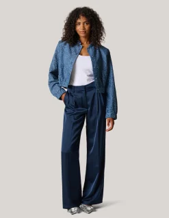 Shoeby Printed Denim Bomber Donkerblauw<DAMES Jacks