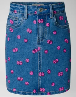 Shoeby Printed Denim Mini Rok Blauw< Rokken