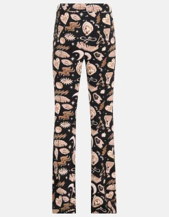Shoeby Printed Flared Broek Bruin< Broeken