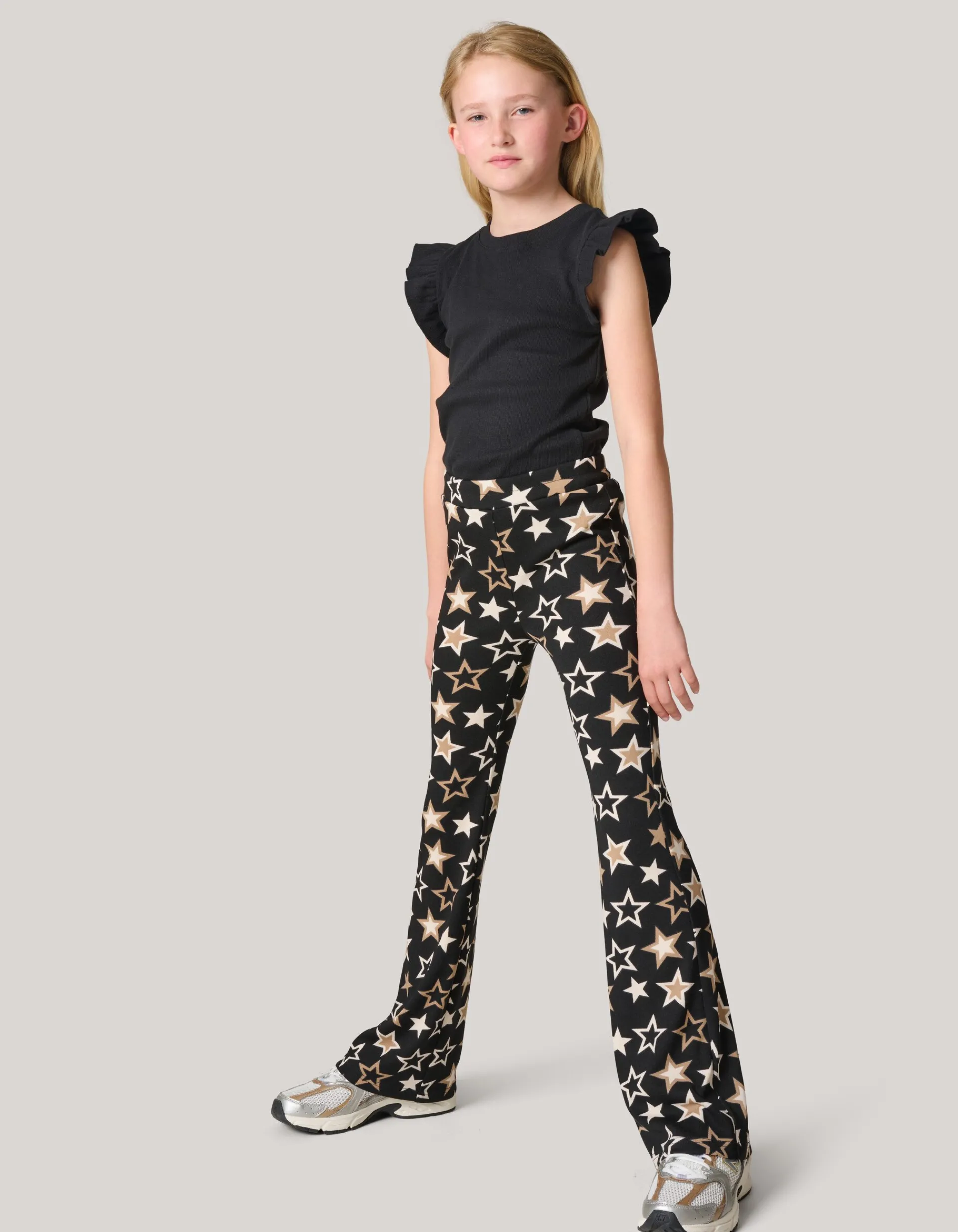 Shoeby Printed Flared Legging Zwart< Broeken