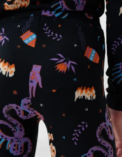 Shoeby Printed Flared Legging Zwart< Broeken