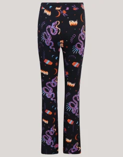 Shoeby Printed Flared Legging Zwart< Broeken