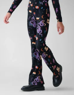 Shoeby Printed Flared Legging Zwart< Broeken