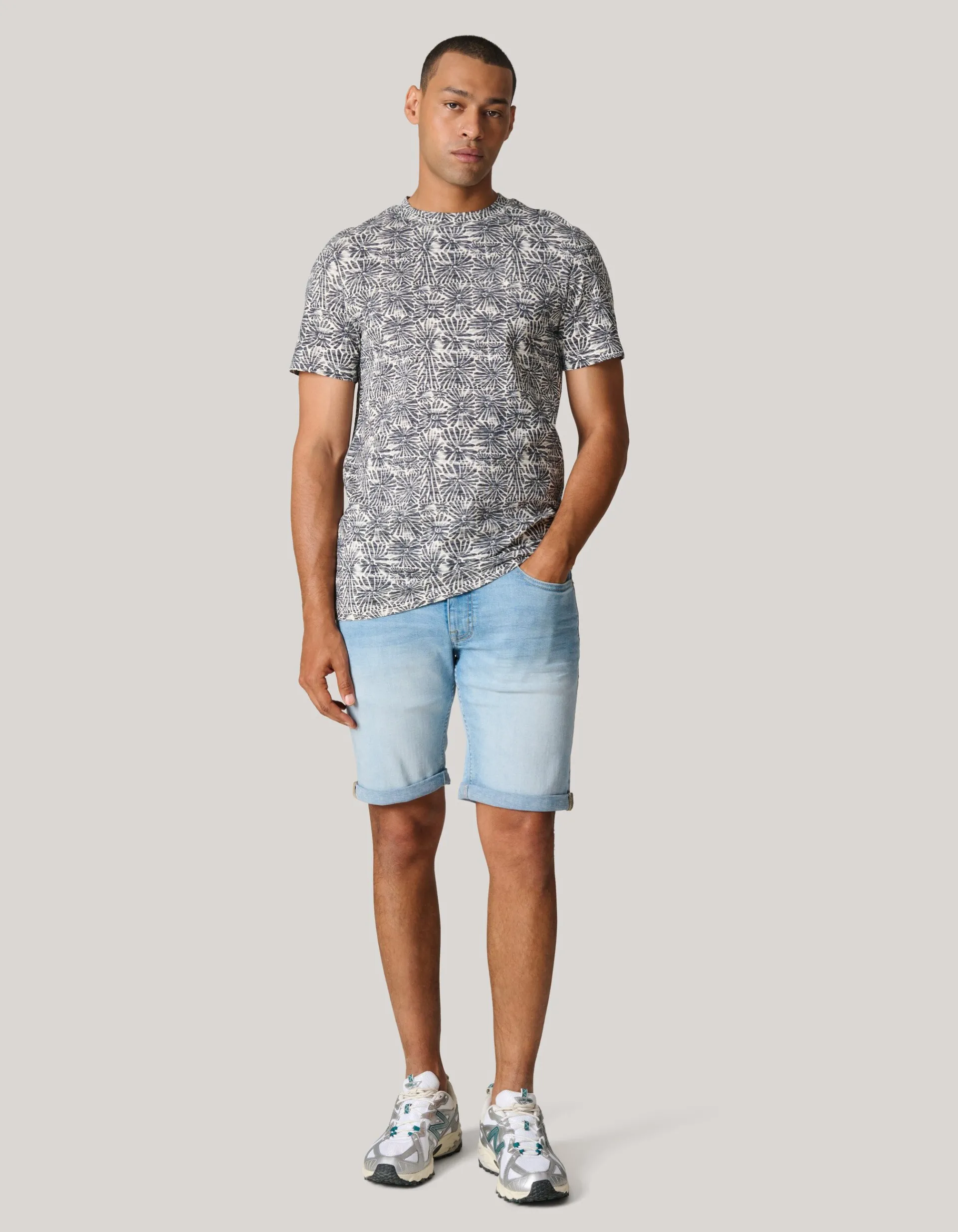 Shoeby Printed Flower T-shirt Zwart<Heren T-Shirts En Polo's