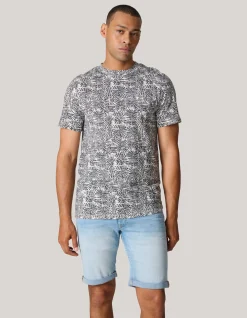 Shoeby Printed Flower T-shirt Zwart<Heren T-Shirts En Polo's