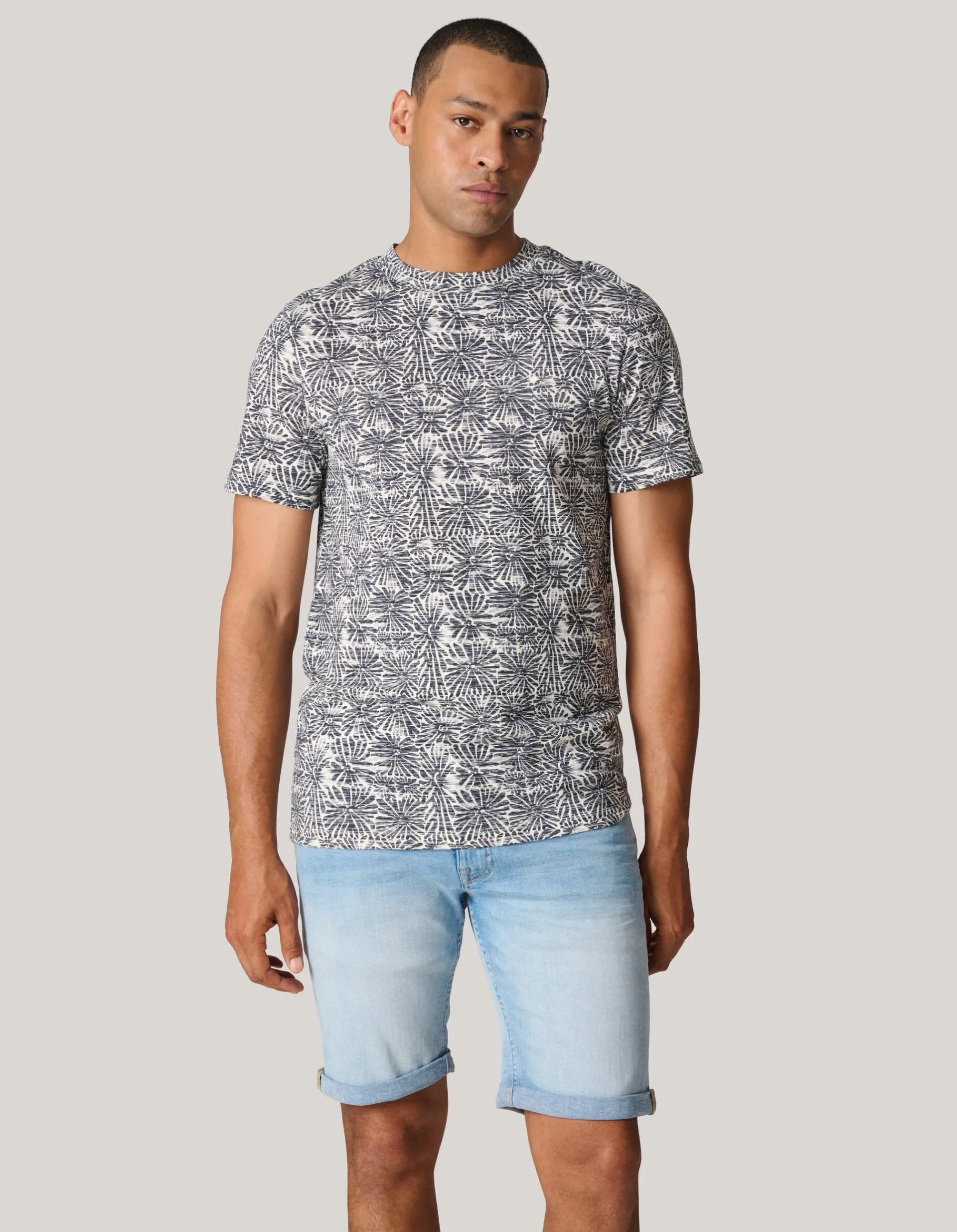Shoeby Printed Flower T-shirt Zwart<Heren T-Shirts En Polo's