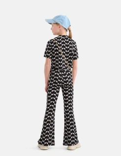 Shoeby Printed Heart Split Flair Broek Zwart< Broeken