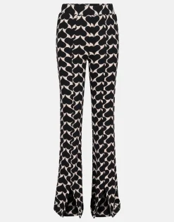 Shoeby Printed Heart Split Flair Broek Zwart< Broeken