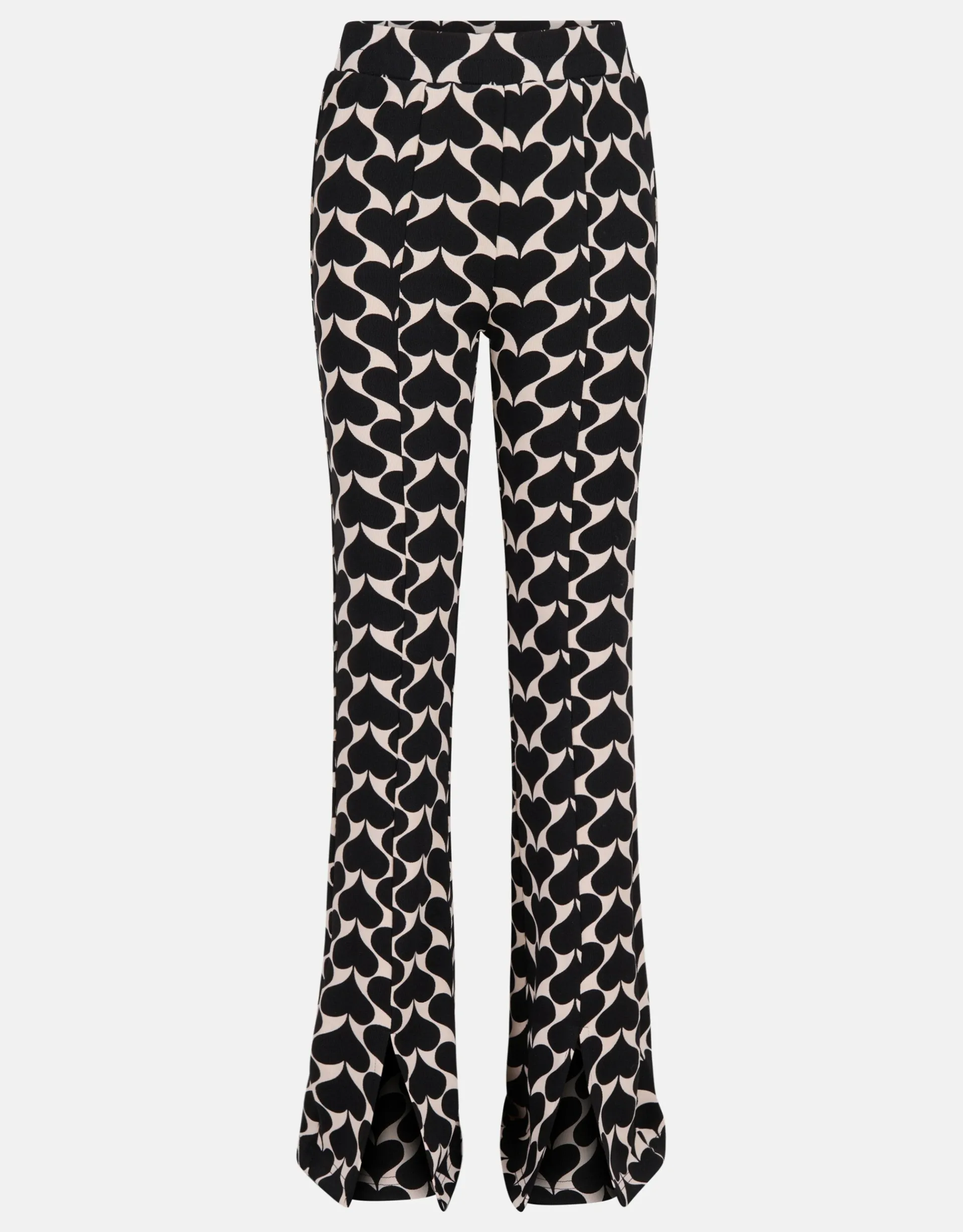 Shoeby Printed Heart Split Flair Broek Zwart< Broeken