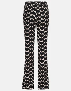 Shoeby Printed Heart Split Flair Broek Zwart< Broeken