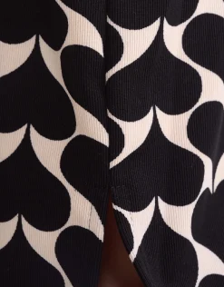 Shoeby Printed Heart Split Flair Broek Zwart< Broeken
