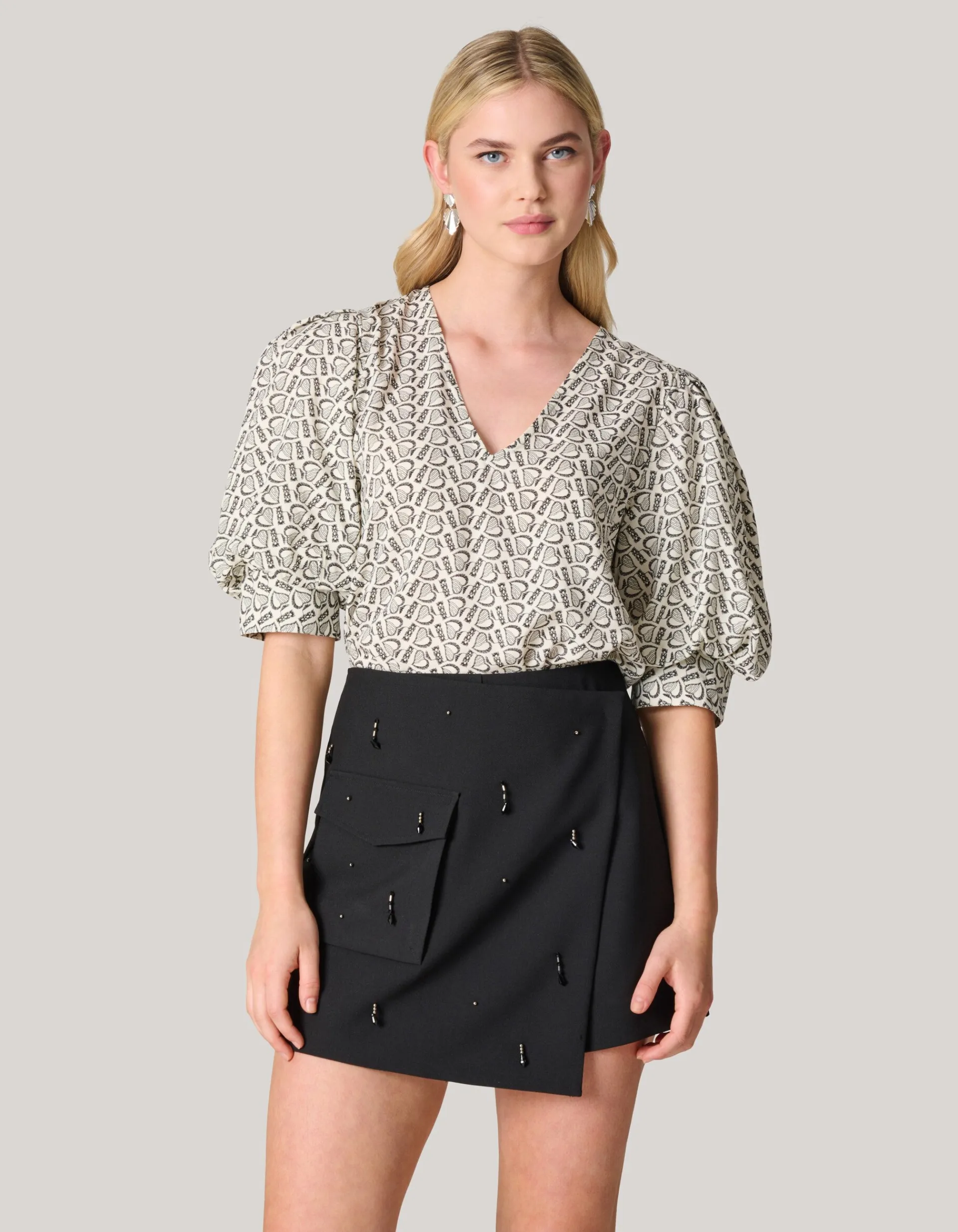 Shoeby Printed Heart Top Wit<DAMES Tops