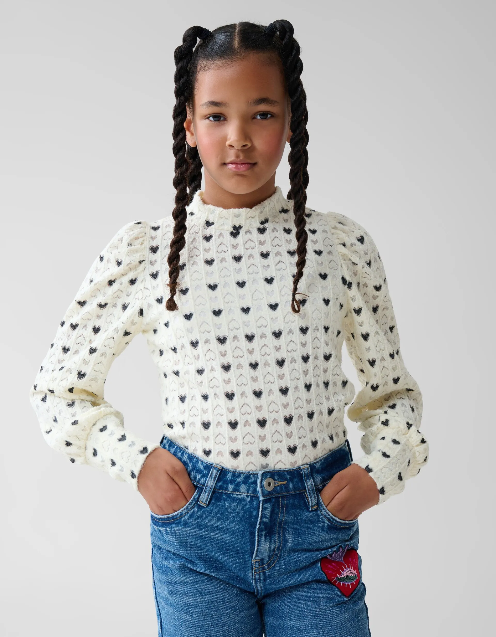Shoeby Printed Longsleeve Wit By Lizzy< T-Shirts|Tops Lange Mouw