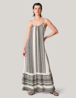 Shoeby Printed Maxi Jurk Gebroken Wit/Zwart<DAMES Jurken