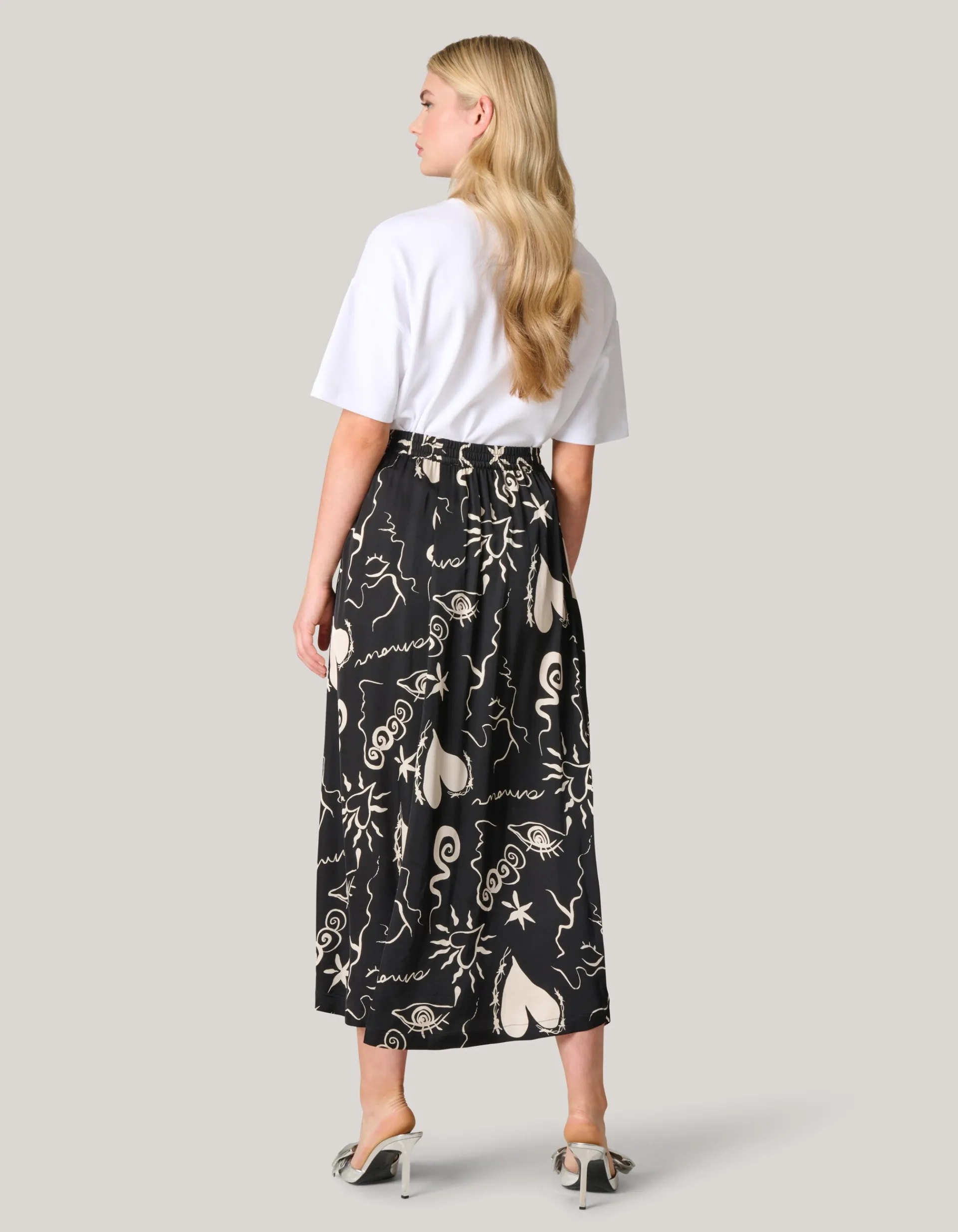 Shoeby Printed Maxi Rok Zwart<DAMES Rokken