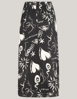 Shoeby Printed Maxi Rok Zwart<DAMES Rokken