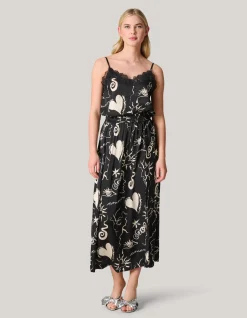 Shoeby Printed Maxi Rok Zwart<DAMES Rokken