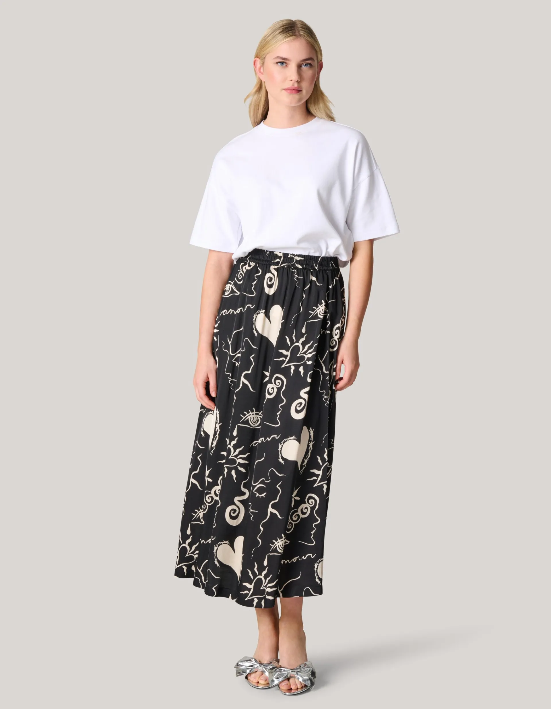 Shoeby Printed Maxi Rok Zwart<DAMES Rokken