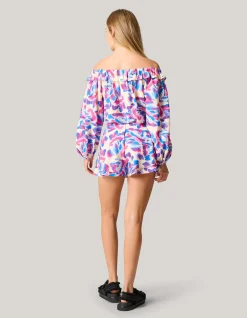 Shoeby Printed Off Shoulder Top Gebroken Wit<DAMES Blouses
