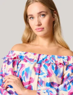 Shoeby Printed Off Shoulder Top Gebroken Wit<DAMES Blouses