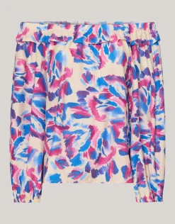 Shoeby Printed Off Shoulder Top Gebroken Wit<DAMES Blouses