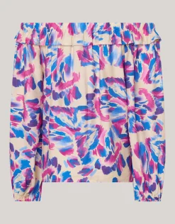 Shoeby Printed Off Shoulder Top Gebroken Wit<DAMES Blouses