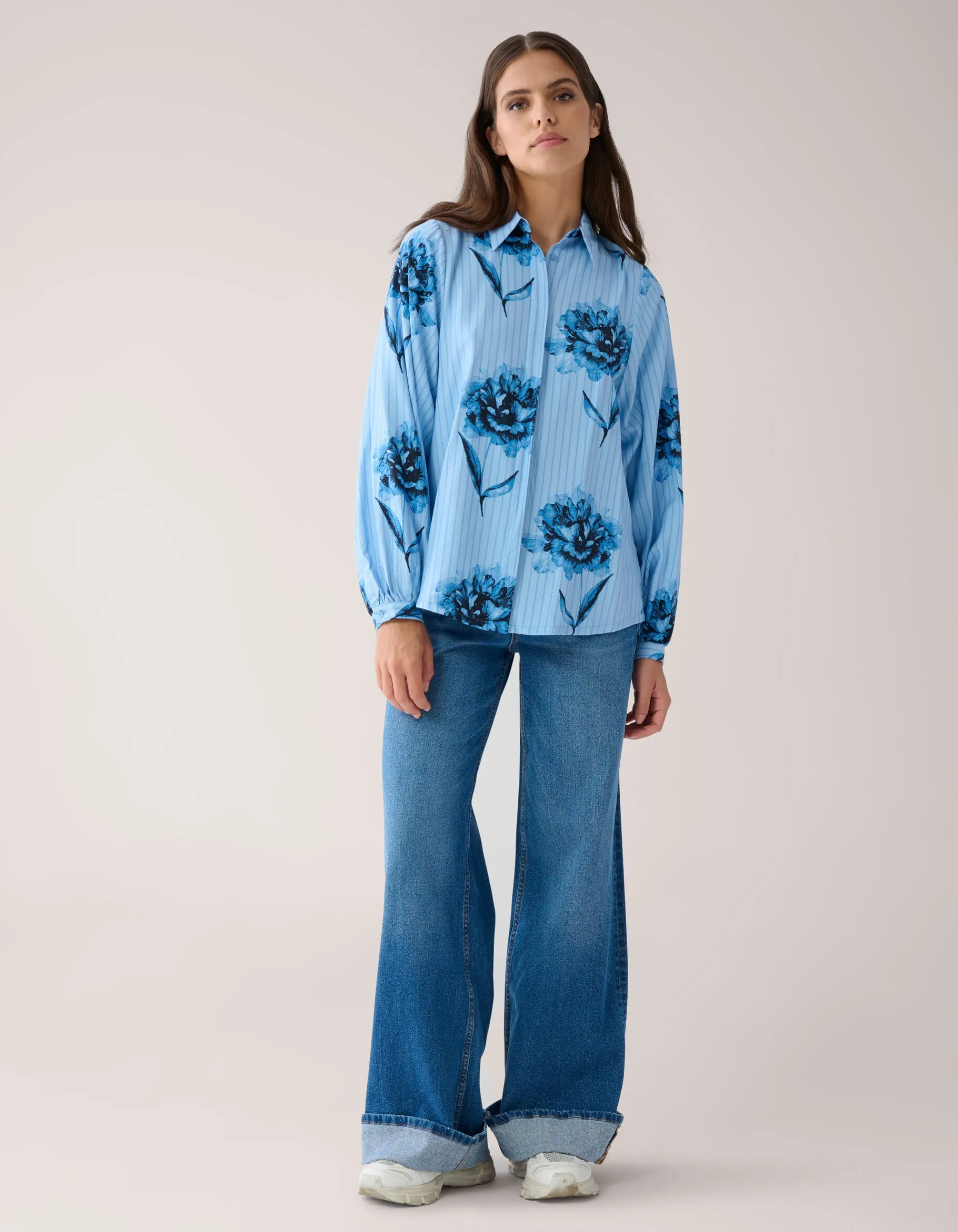 Shoeby Printed Pinstripe Blouse Blauw By Mieke<DAMES Blouses