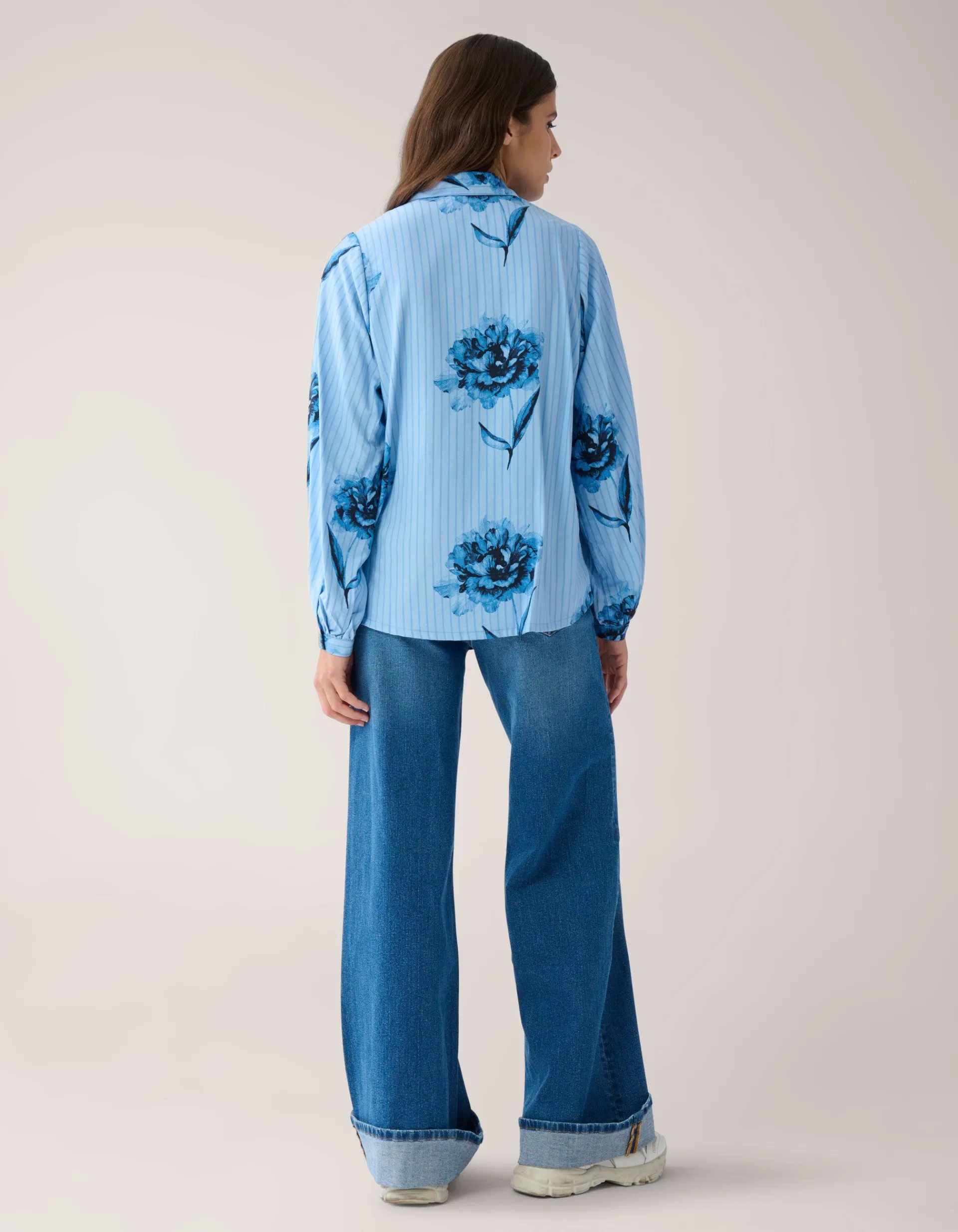 Shoeby Printed Pinstripe Blouse Blauw By Mieke<DAMES Blouses