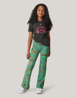 Shoeby Printed Rib Flared Legging Groen< Broeken